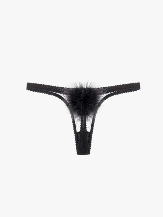 Feather Pom Pom Thong
