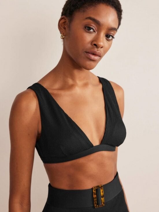 Ribbed V-neck Bikini Top